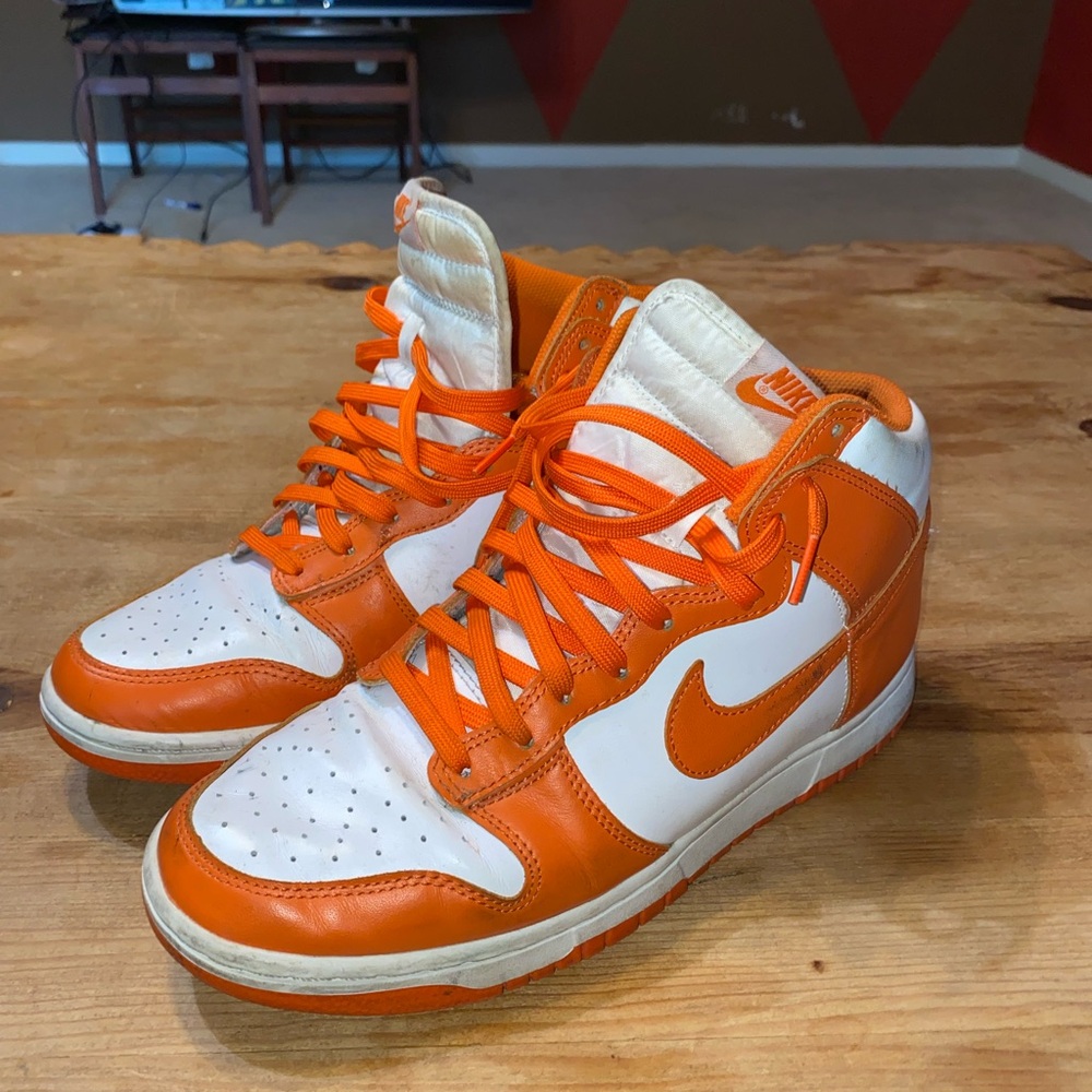Nike High-Top Sneakers in Orange and White